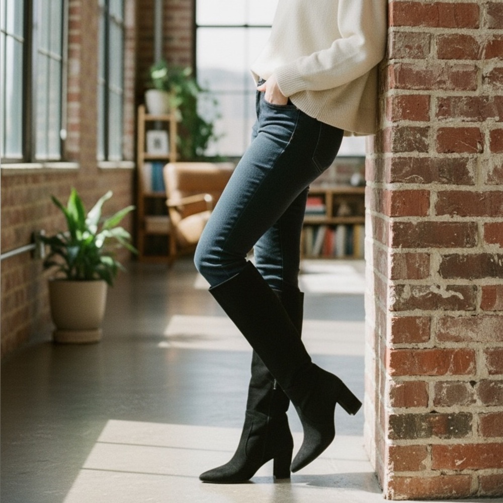 Nine West Black Suede low heel Boots